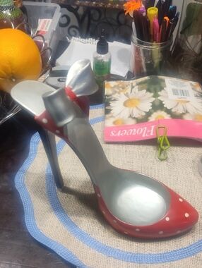 Red Polka Dot High Heel Decorative Shoe Wine Bottle Holder.